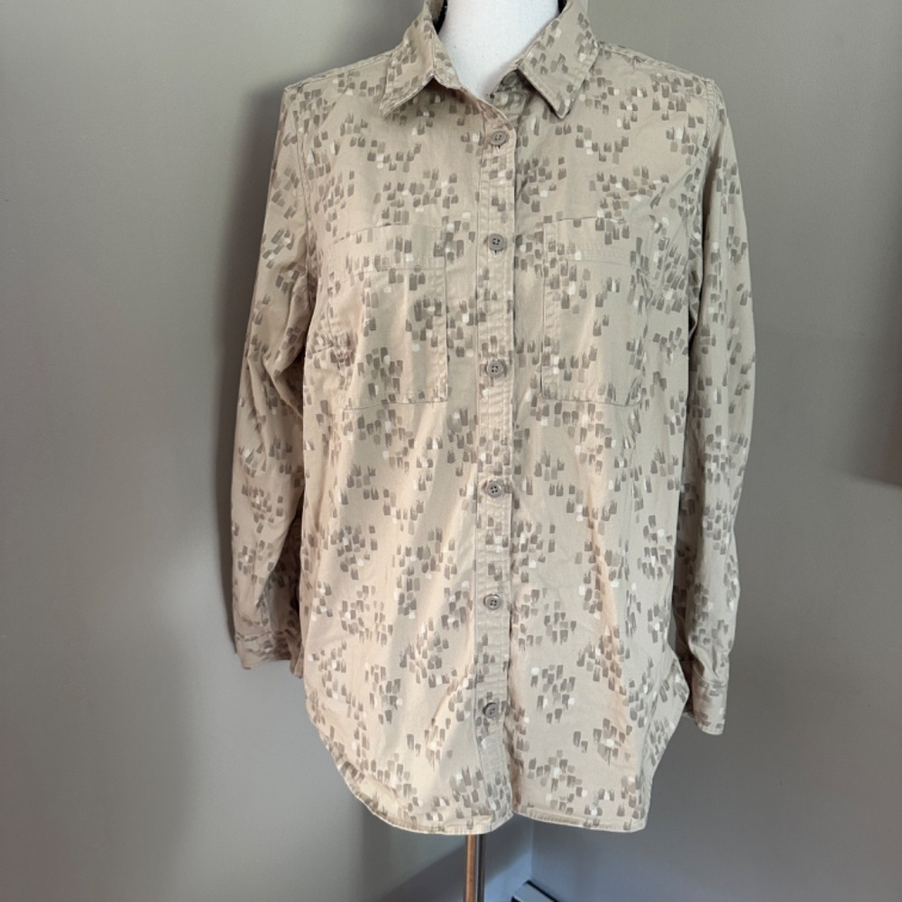 *L.L. BEAN* Tan x Brown Pattern Button Down Size Medium